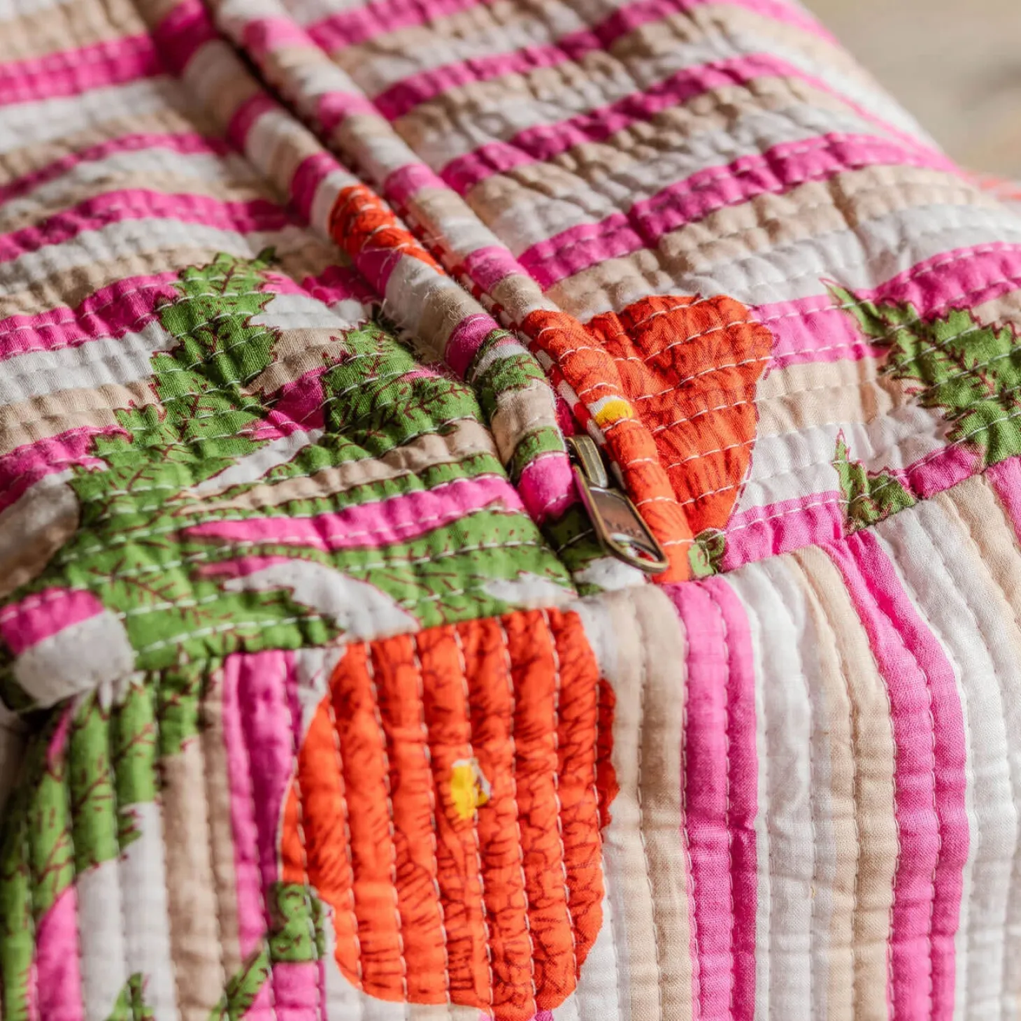 Pink Stripe and Floral Weekend Bag - Small