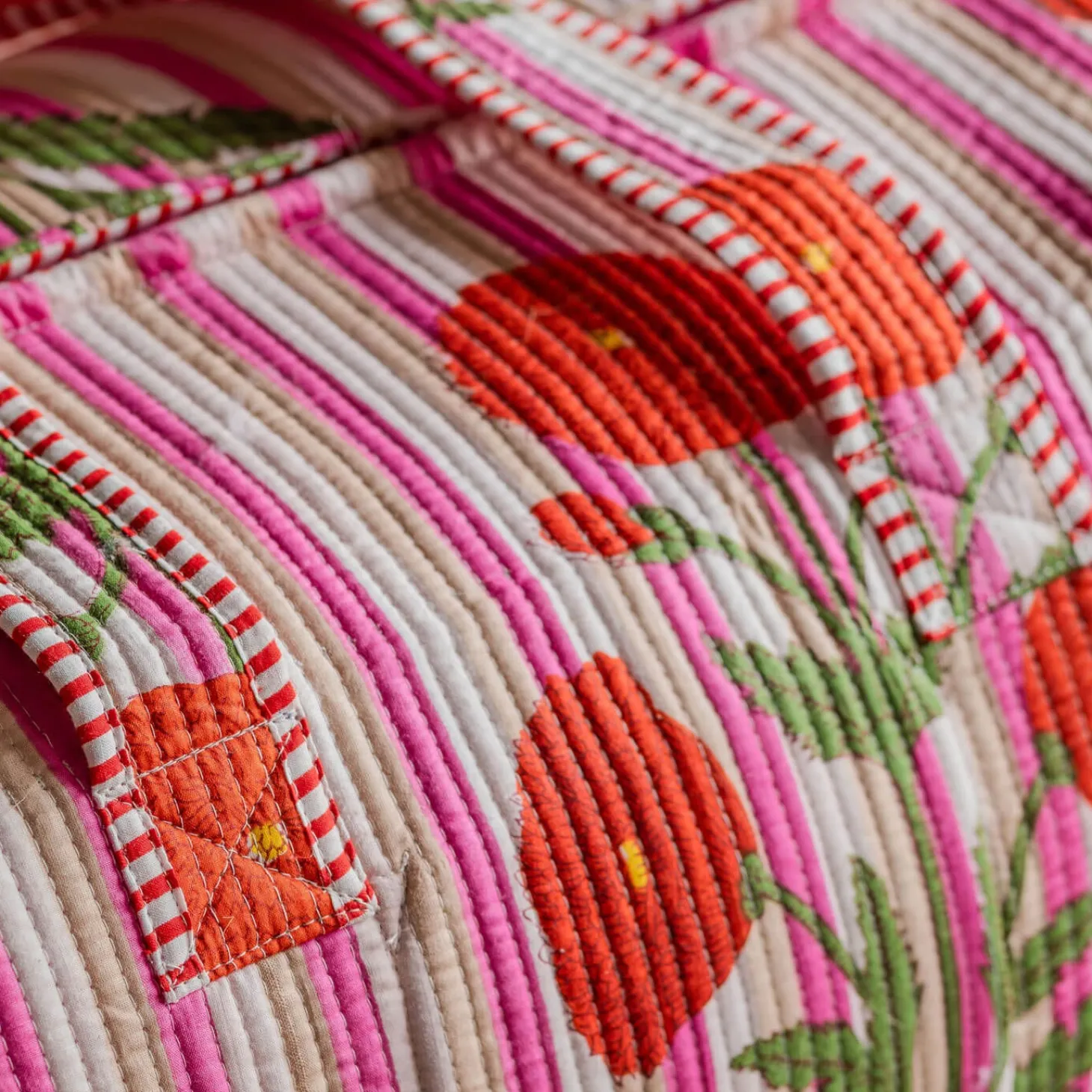 Pink Stripe and Floral Weekend Bag - Large