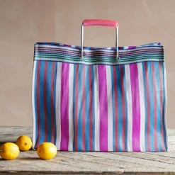 Pink Stripe Recycled Shopping Bag