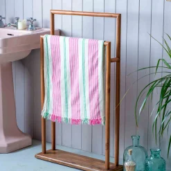 Pink Wide Stripe Turkish Beach Towel Wrap