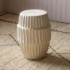Piped White Ceramic Side Table