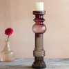 Purple and Grey Glass Candle Holder