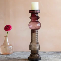 Purple and Grey Glass Candle Holder
