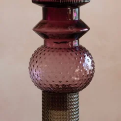 Purple and Grey Glass Candle Holder