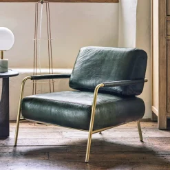Quinn Dark Green Leather Club Chair