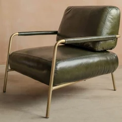 Quinn Dark Green Leather Club Chair
