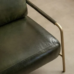 Quinn Dark Green Leather Club Chair