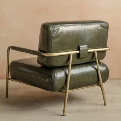 Quinn Dark Green Leather Club Chair