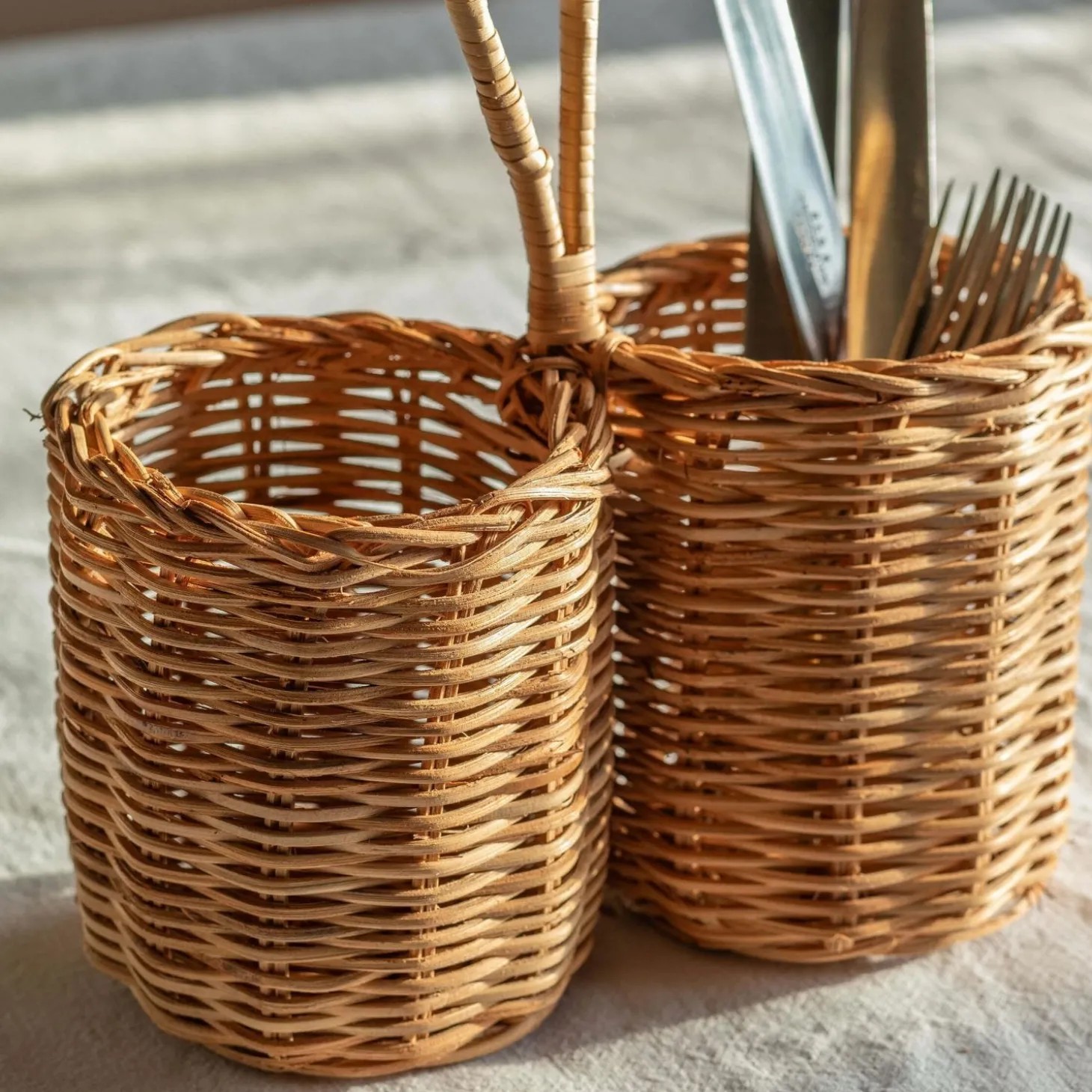 Rattan Double Bottle Holder