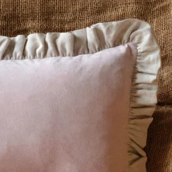 Rectangle Velvet and Linen Frilled Cushions