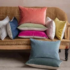 Rectangular Velvet and Linen Backed Cushions