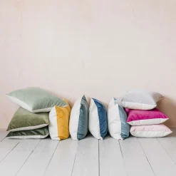 Rectangular Velvet and Linen Backed Cushions