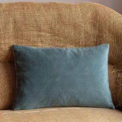 Rectangular Velvet and Linen Backed Cushions