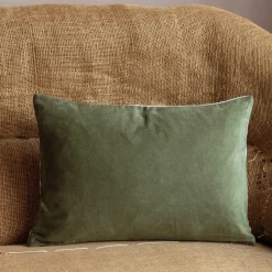 Rectangular Velvet and Linen Backed Cushions