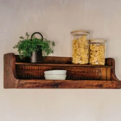 Recycled Wood Two Tier Shelf 80cm