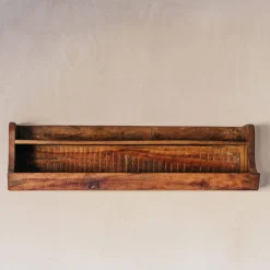 Recycled Wood Two Tier Shelf 80cm