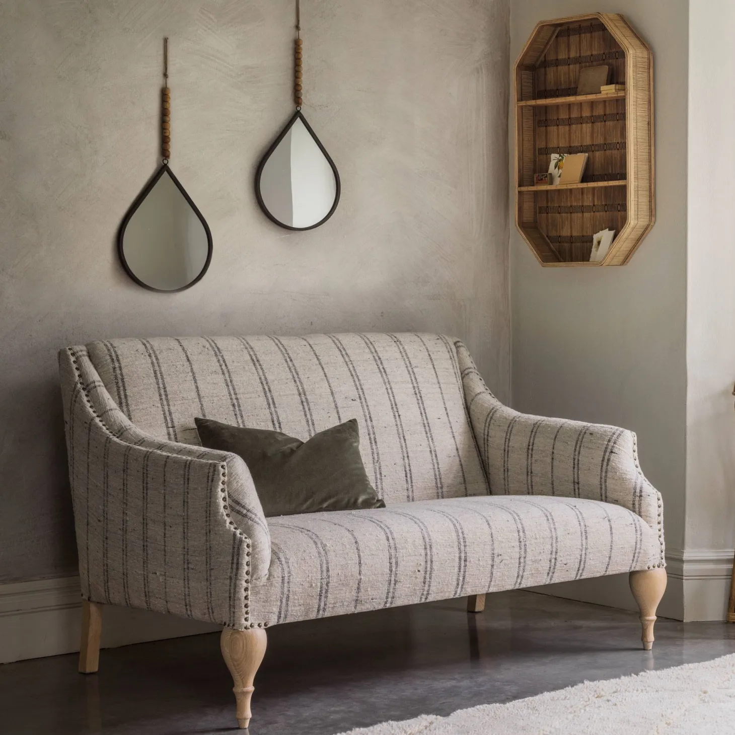 Renée Linen Stripe Two Seater Sofa