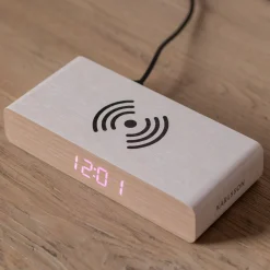 Retro White LED Alarm Clock Phone Charger