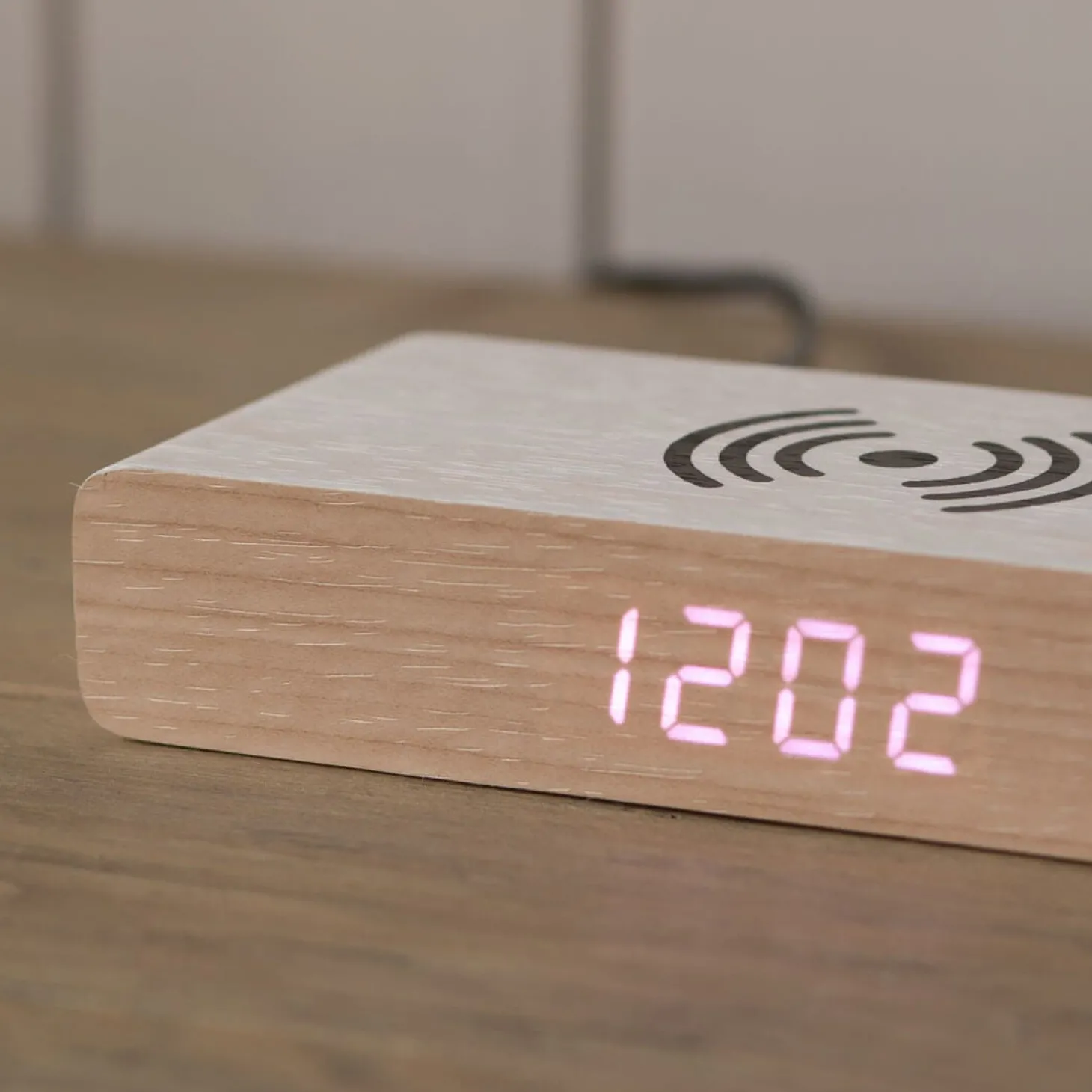Retro White LED Alarm Clock Phone Charger