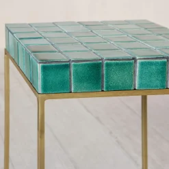 Rhia Green Tile Side Table