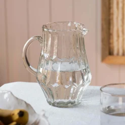 Ridged Clear Glass Jug
