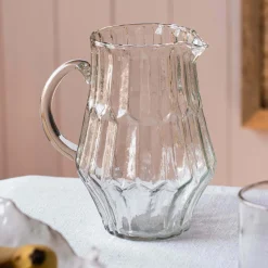 Ridged Clear Glass Jug