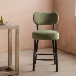 Rigby Moss Green Velvet Kitchen Stool