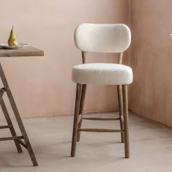 Rigby White Bouclé Kitchen Stool