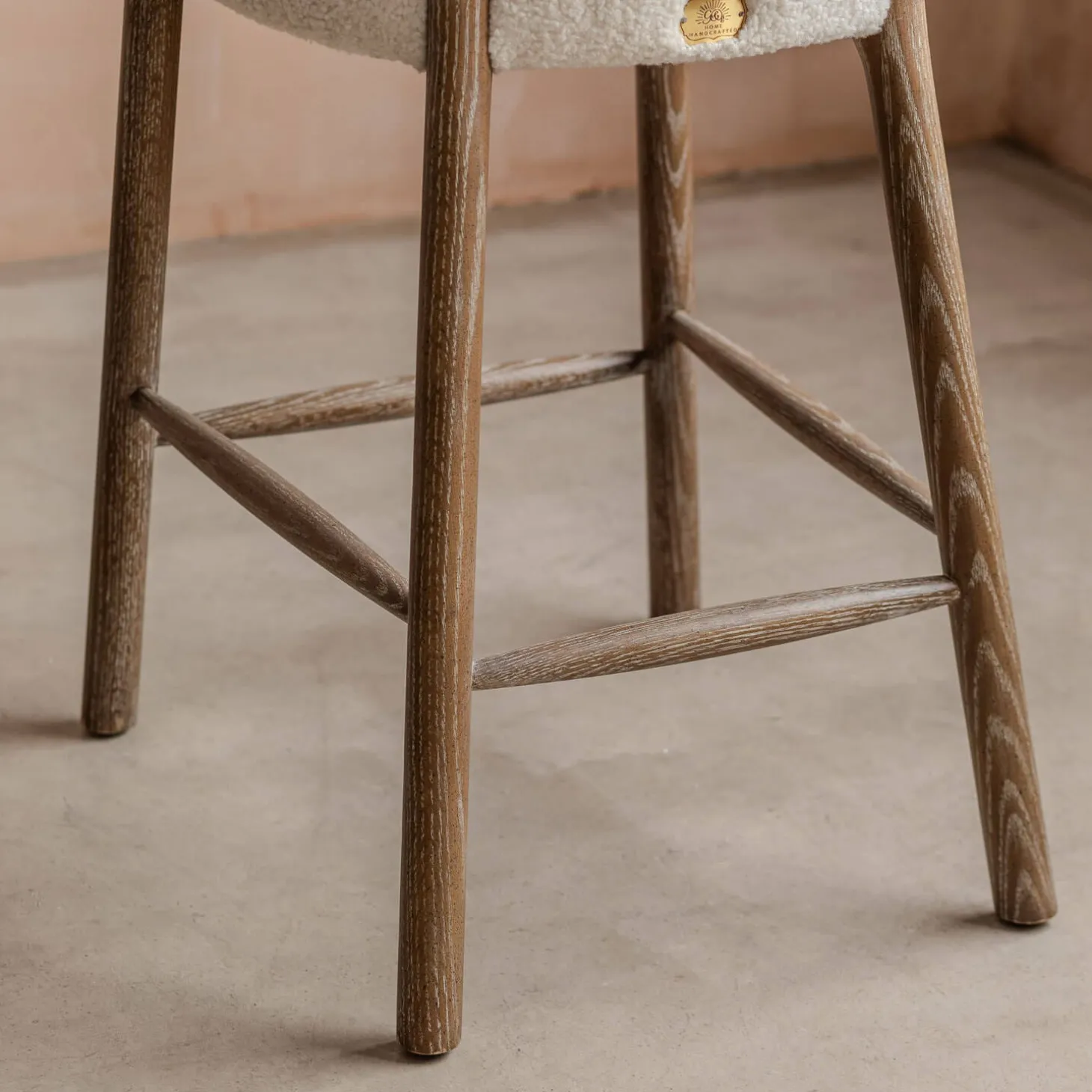Rigby White Bouclé Kitchen Stool