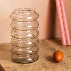 Ringed Speckled Glass Vase