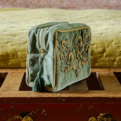 Romy Embroidered Velvet Wash Bag