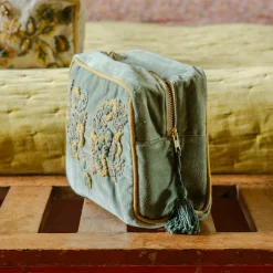 Romy Embroidered Velvet Wash Bag