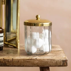 Rosalie Antique Gold Glass Storage Container