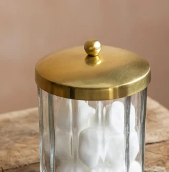 Rosalie Antique Gold Glass Storage Container