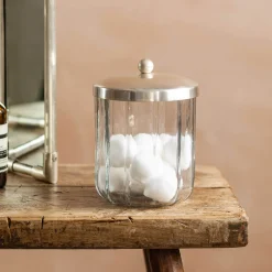 Rosalie Antique Silver Glass Storage Container