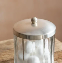 Rosalie Antique Silver Glass Storage Container