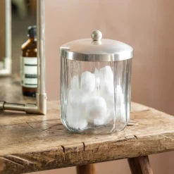 Rosalie Antique Silver Glass Storage Container