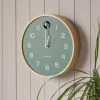 Round Birch and Green Wall Cuckoo Clock