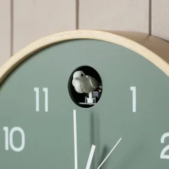 Round Birch and Green Wall Cuckoo Clock