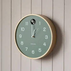 Round Birch and Green Wall Cuckoo Clock