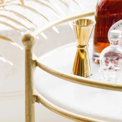 Round Drinks Trolley with Marble Shelves