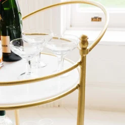 Round Drinks Trolley with Marble Shelves