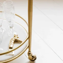 Round Drinks Trolley with Marble Shelves