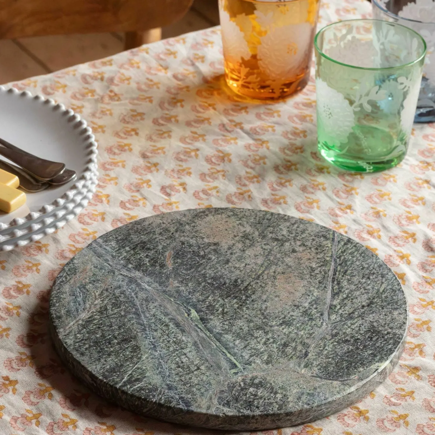 Round Green Marble Placemat
