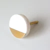 Round Marble and Brass Drawer Knob