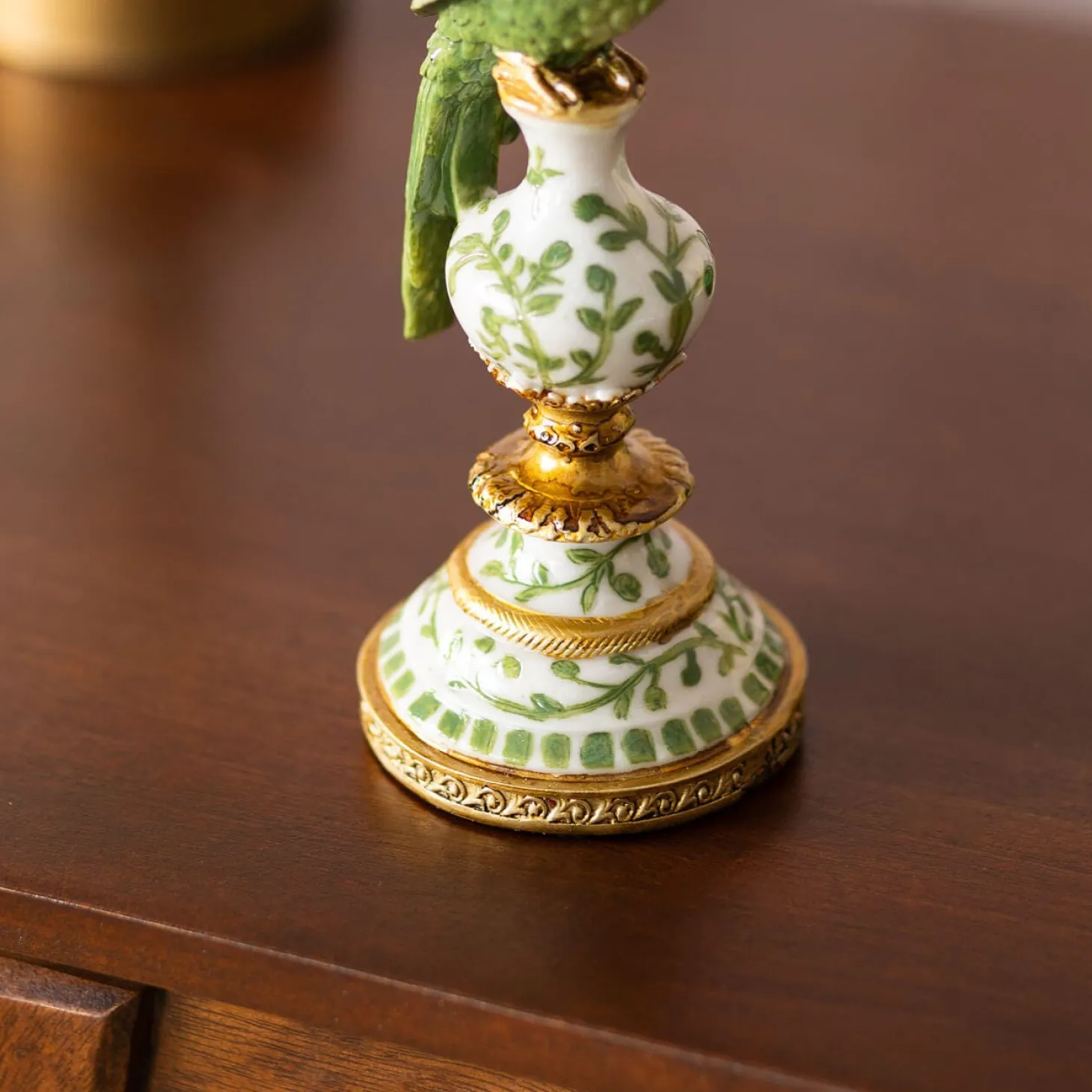 Sage Green Ceramic Parrot Candle Holder