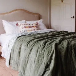 Sage Green Velvet Quilts with Printed Reverse