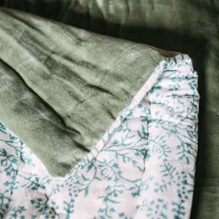Sage Green Velvet Quilts with Printed Reverse