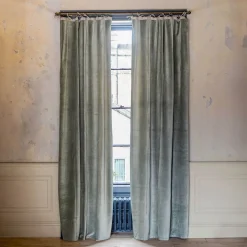 Sage Green Velvet Single Curtains