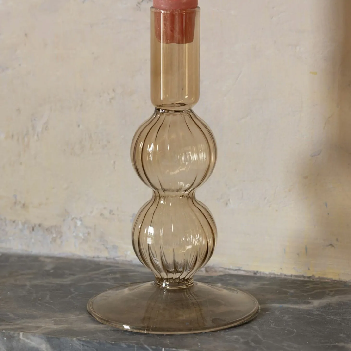Sand Brown Bubble Candle Holders